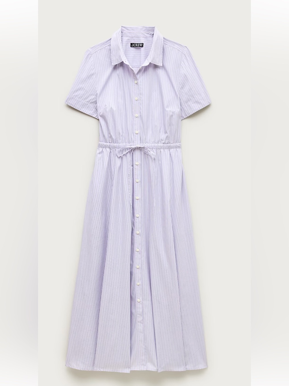Cerise shirt-dress in striped cotton poplin